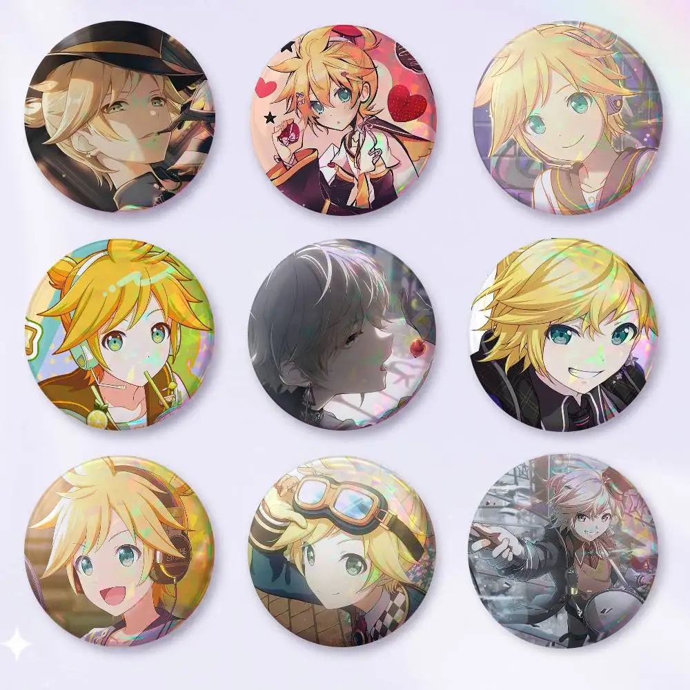 A-Virtual Singer Kagamine Len Art Badges Button Round Creative Pin Brooch Badge Bag Decor Accessories Fans Collect Friends Gifts