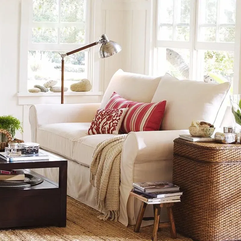 Fabric beige removable sofa pastoral Nordic ins cream style designer homestay double triple sofa