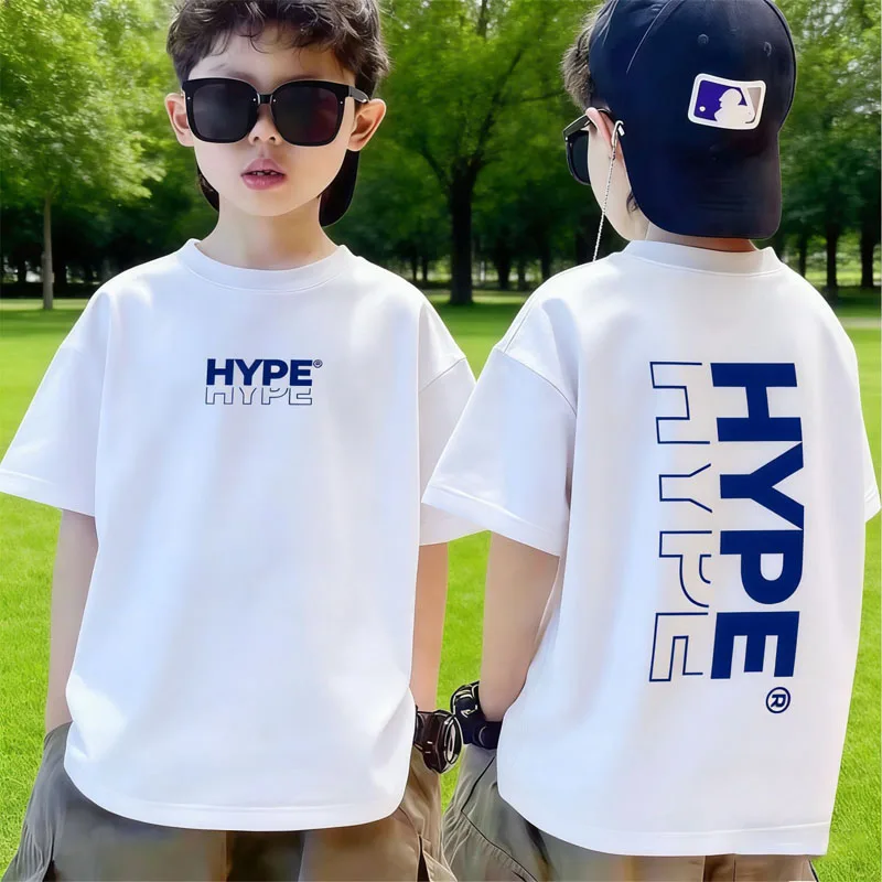 Camiseta para niños con letras HYPE, camiseta de manga corta, camisetas deportivas transpirables de secado rápido para niños y niñas, ropa de calle de hip-hop para uso diario