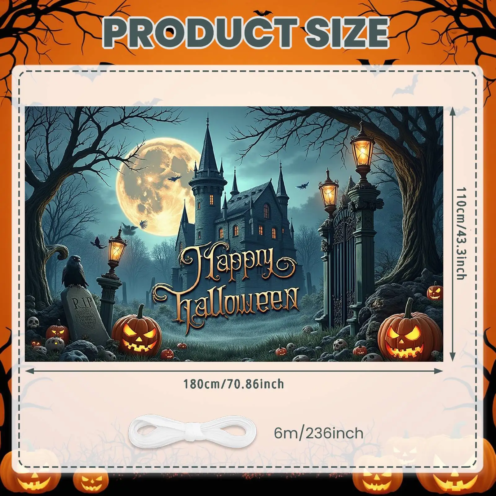 ديكور المنزل المسكون، خلفية القمر البدر، لافتة الهالوين، خلفية الصورة، موضوع قوطي، لافتة الحفلات القوطية لحفلات الحدث المخيف #4