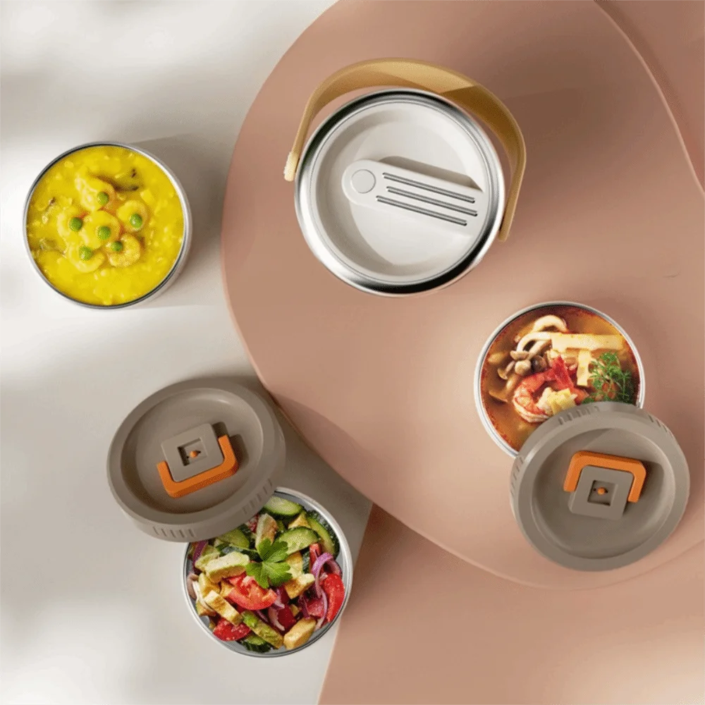 Multi-layer Vacuum Insulated Food Jar Long-lasting Heat/Cold Retention Large Capacity Insulated Food Bucket