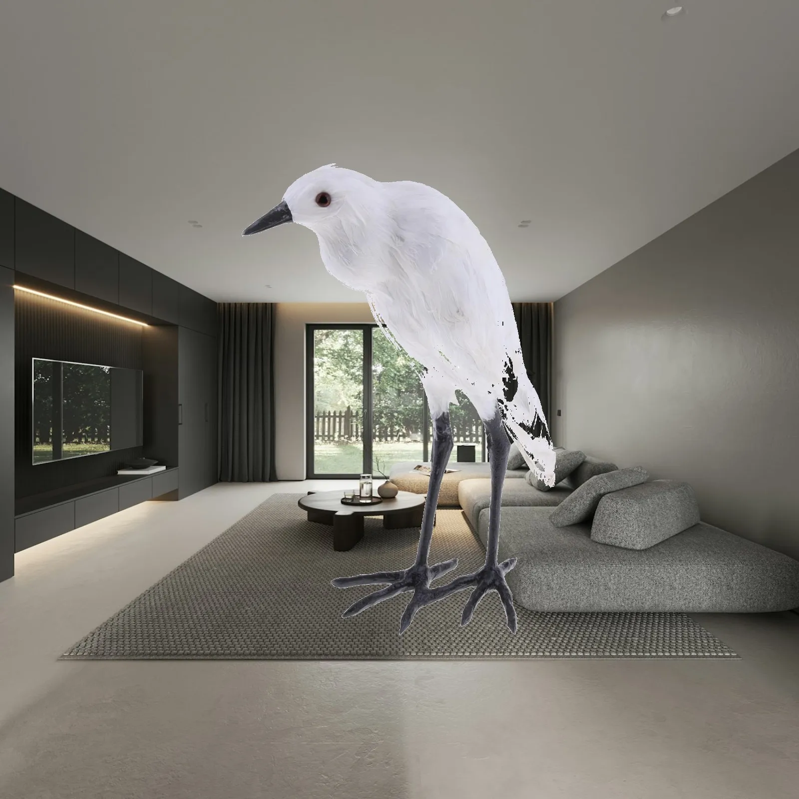 Artificial Bird Large Decorative Egret Garden Sculpture Outdoor Figurine for Patio Yard and Window Display Photography