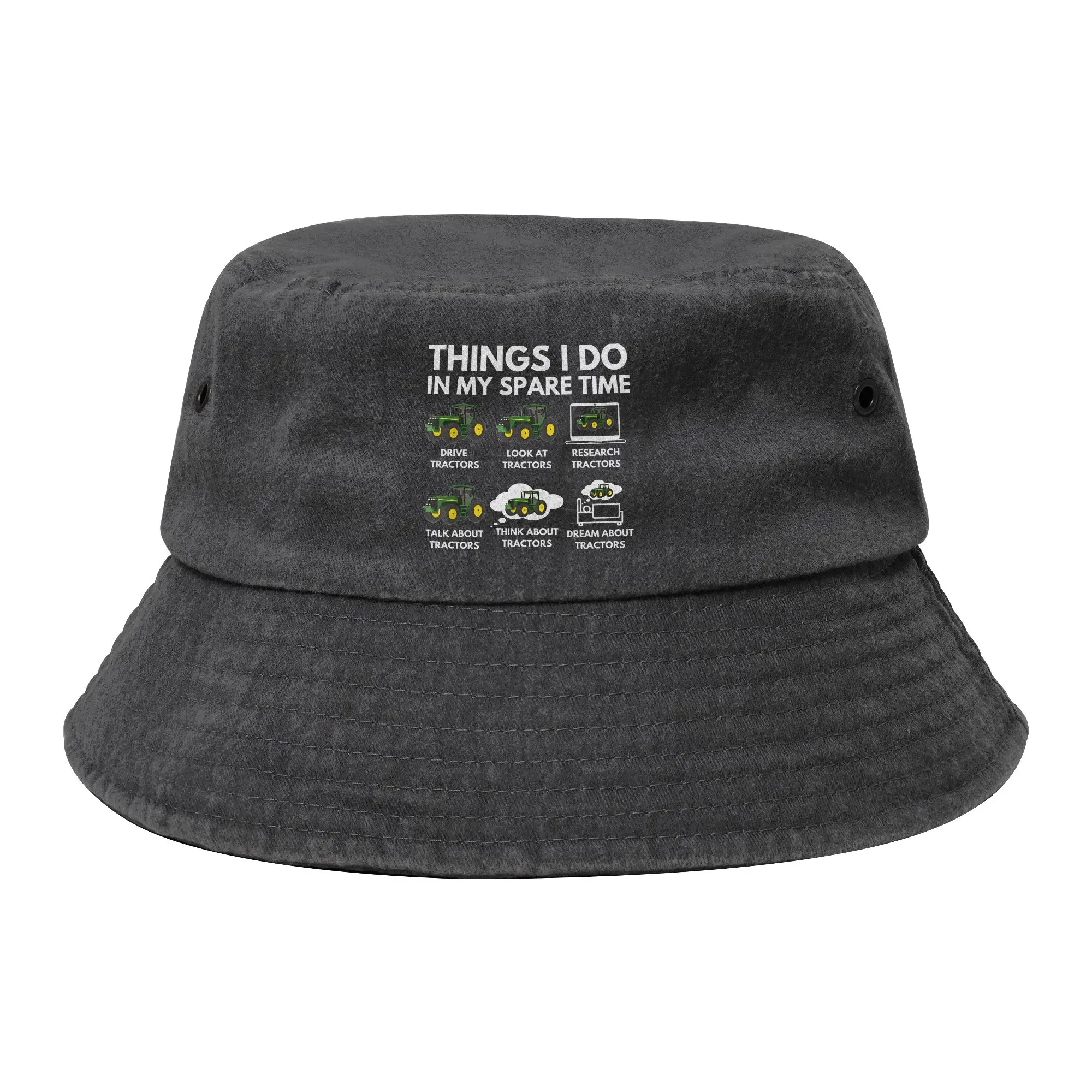 Unisex Distressed Denim Washed Bucket Hat Things I Do In My Spare Time Farmer Hot Summer Headwear Outdoor Sport Fishing Hat
