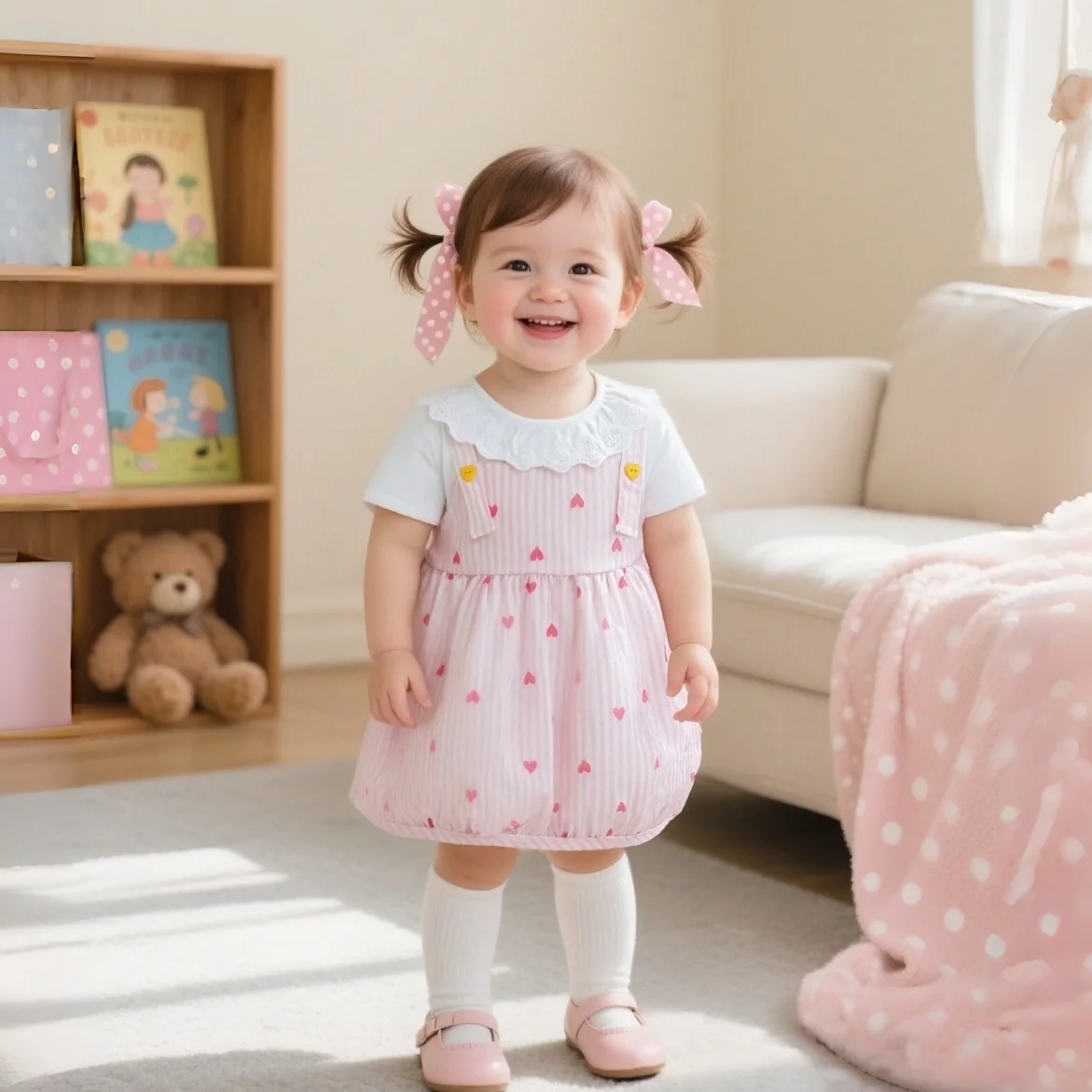 

Summer New Baby Girl Dress With Sweet Heart Print, Casual Daily Dress For Baby Girls And Children'S Clothing 6 Months To 2 Years