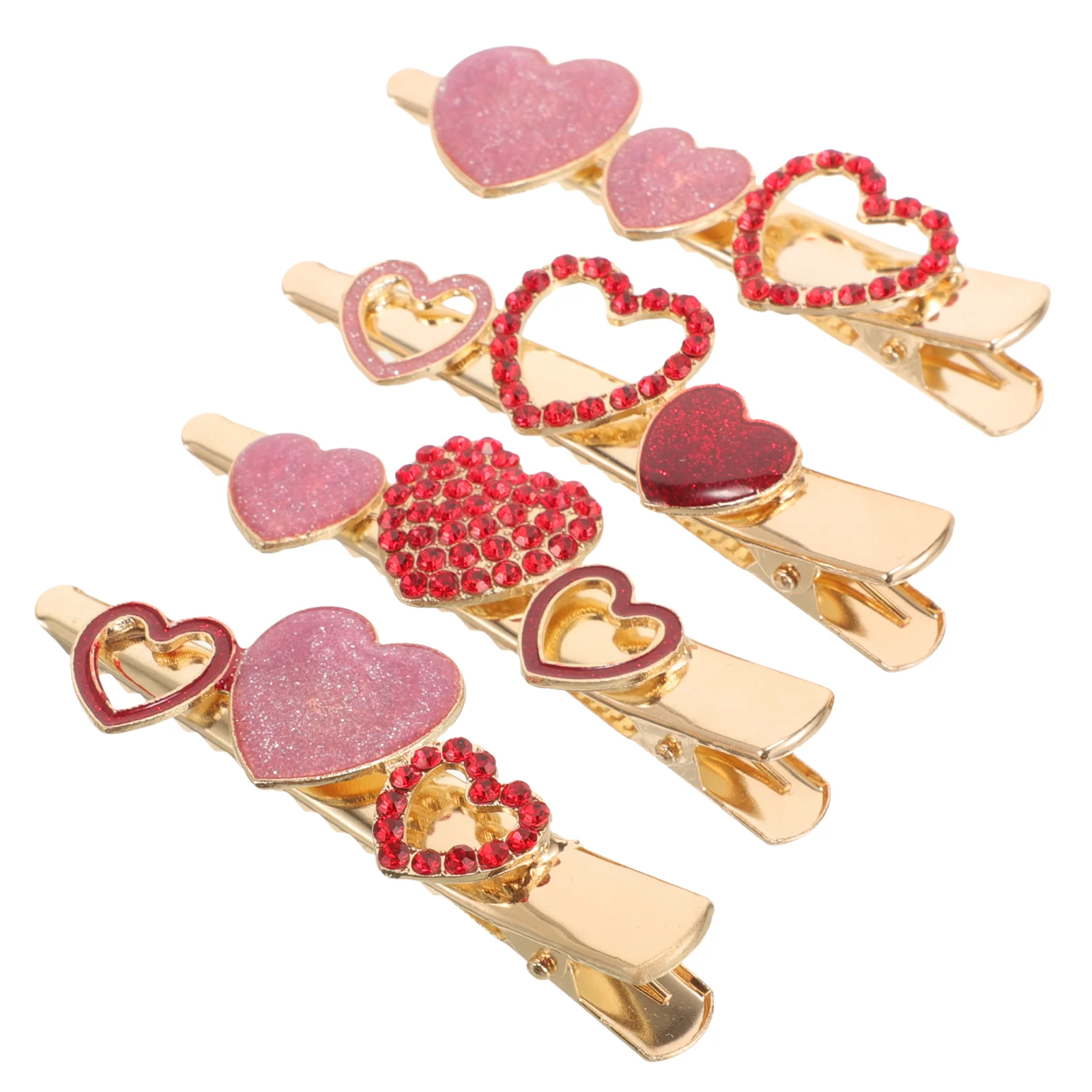 

4 Pcs Love Hairpin Accessories Small Clip Rhinestones Heart Clips Zinc Alloy Cute for Women Miss Girl