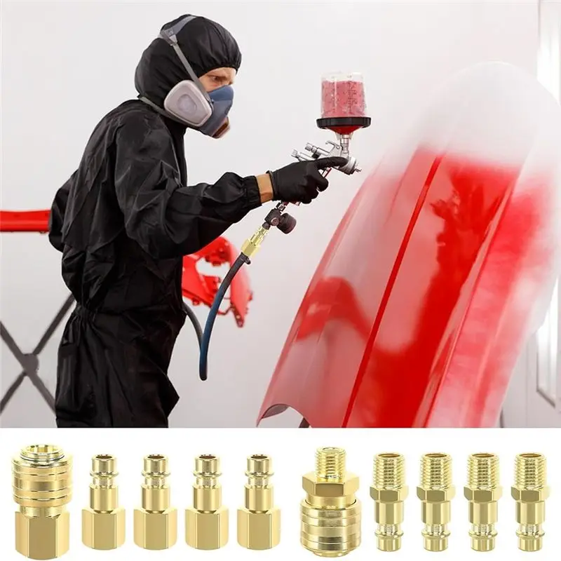 New Shown-10Pcs Compressed Air Coupling 1/4In BSP Quick Coupling Compressed Air Couplings Compressed Air Hose Coupling Compresse