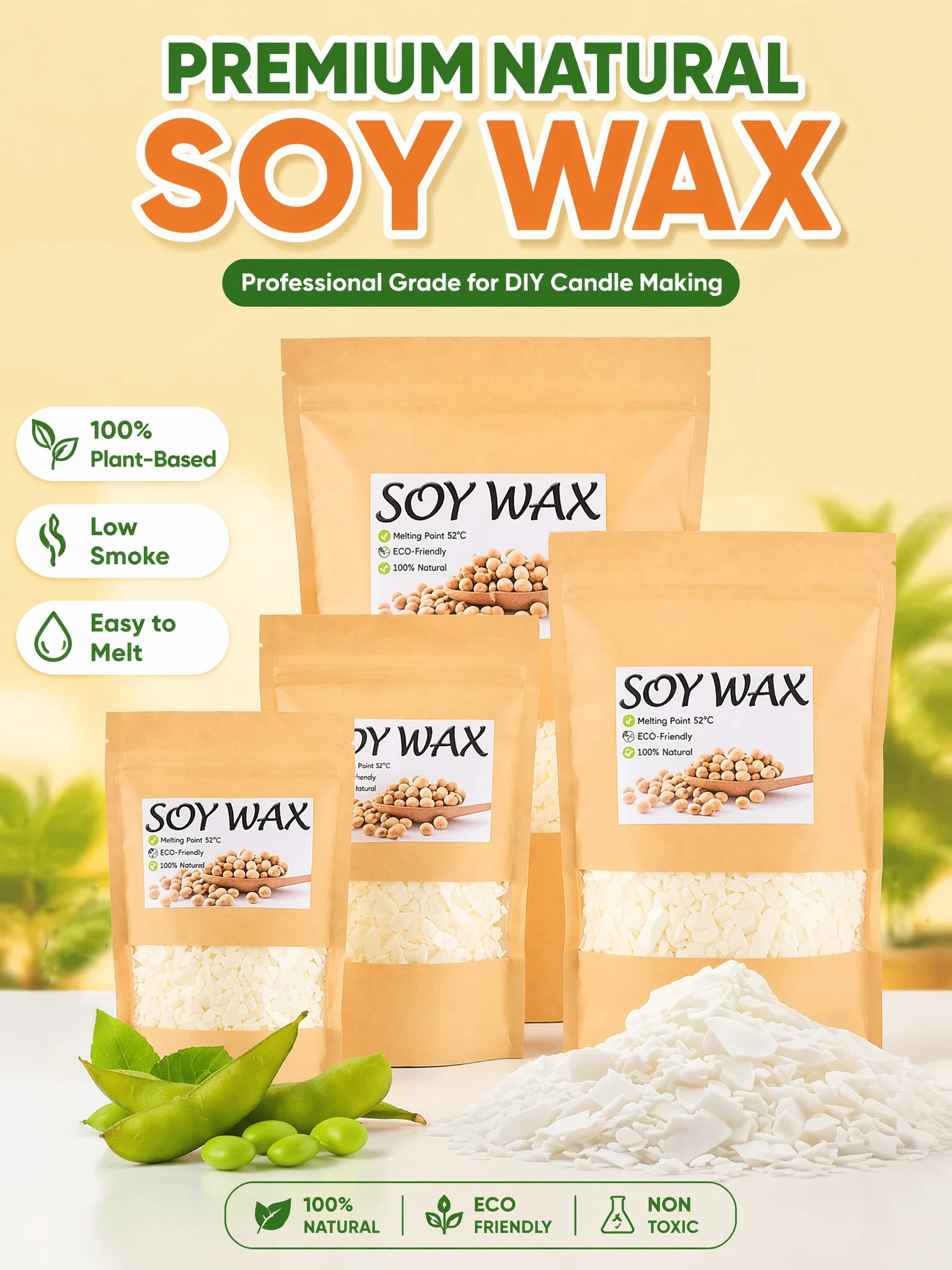 

200/453/1000 Pure natural soy wax flakes, DIY handmade candle element material, can be used as aromatherapy candles