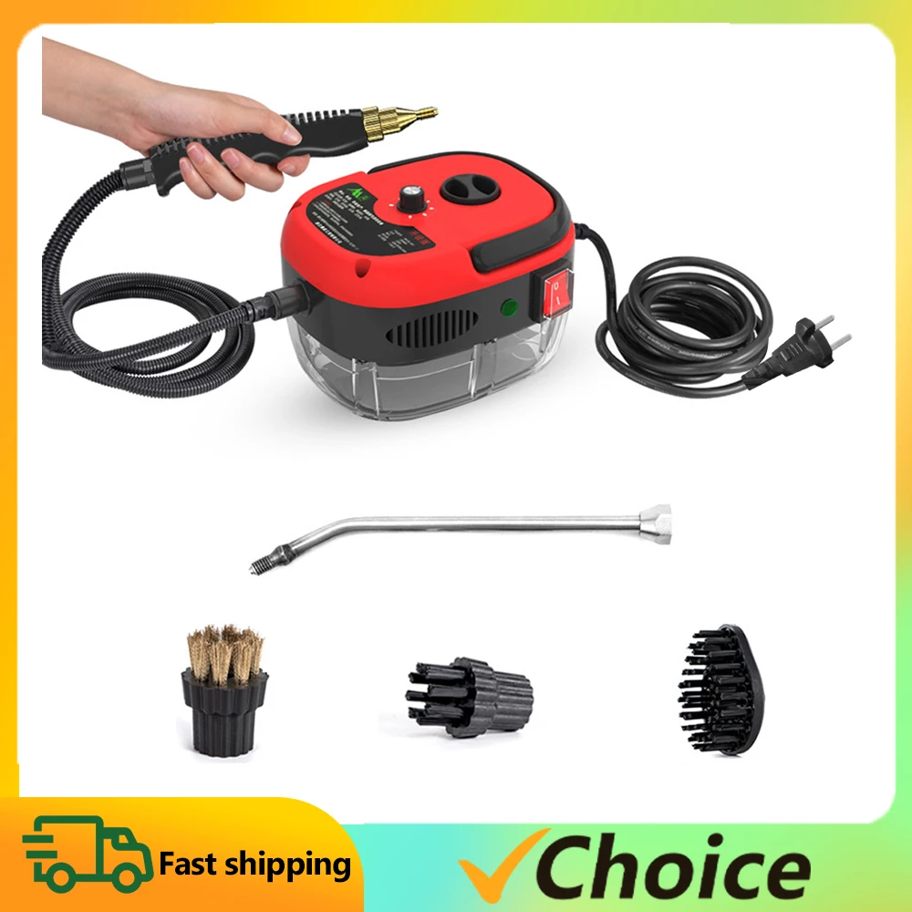 2500W Handheld Steam Cleaner High Pressure EU Steam Cleaning Machine w/ Brush Heads for Kitchen Furniture Bathroom Car