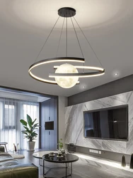 Led Ceiling Chandelier Modern Minimalist Hanging Wire Fixture for Living Room Bedroom Lamp Home Decor Indoor Lighting Black Whit