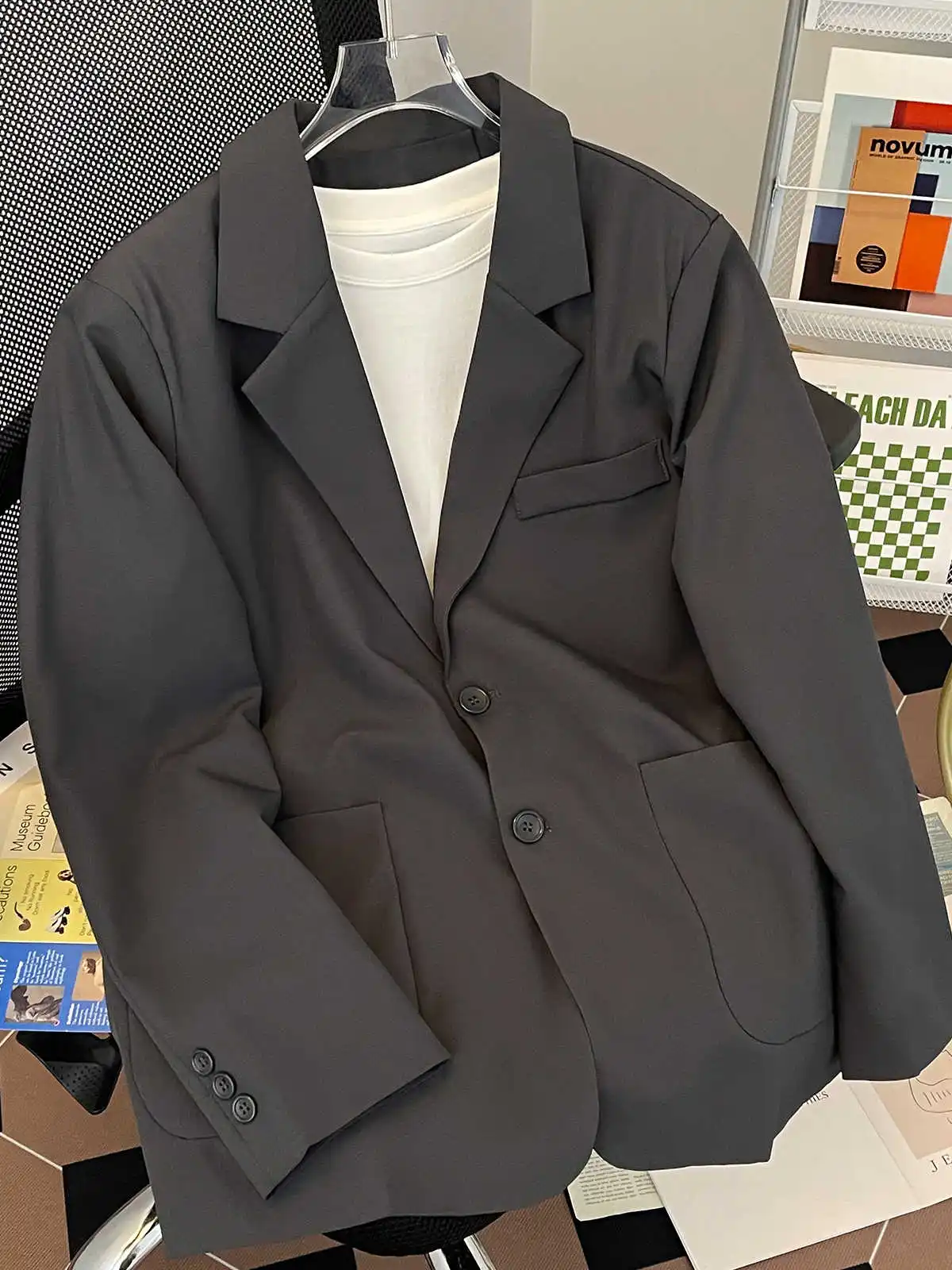 

Женский черный готический эмо-блейзер, винтажный однобортный пиджак с длинными рукавами, верхняя одежда в стиле Харадзюку Y2k 2000-х годов, осеннее пальто