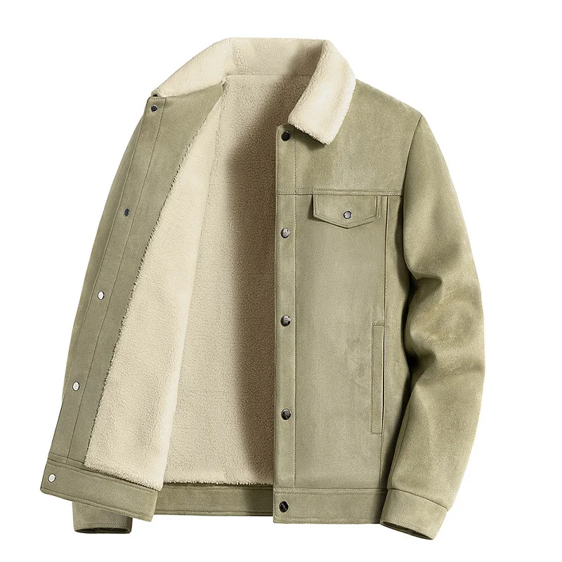 

Male Cotton Jackets Padded Warm Loose Parka Coat Corduroy Jacket Man Solid Fur Collar Windbreaker Winter Men Suede Jacket