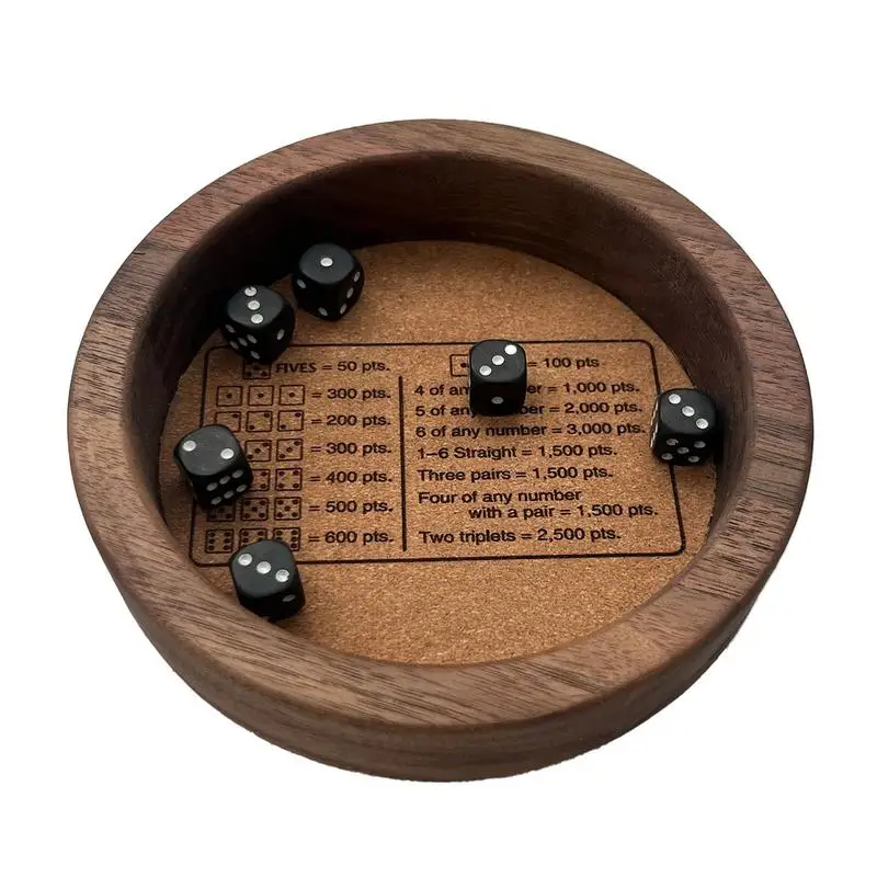 

Wooden Dice Tray for Farkle Dice Game Sturdy Wooden Dice Tray Secure Edges Avoid Dice Rolling Off Standard Game Dice for Board