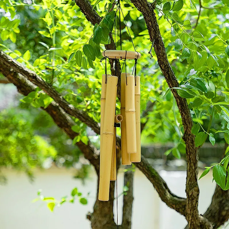Japanese Bamboo Wind Chime Handmade Hanging Decor Rustic Cottage Garden Bell