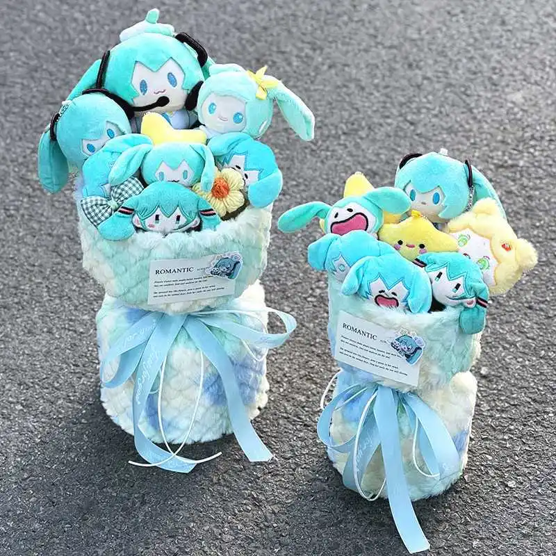 

New Two-dimensional Hatsune Miku cute cartoon anime doll bouquet creative Kawaii Miku peripheral doll holiday gift wholesale