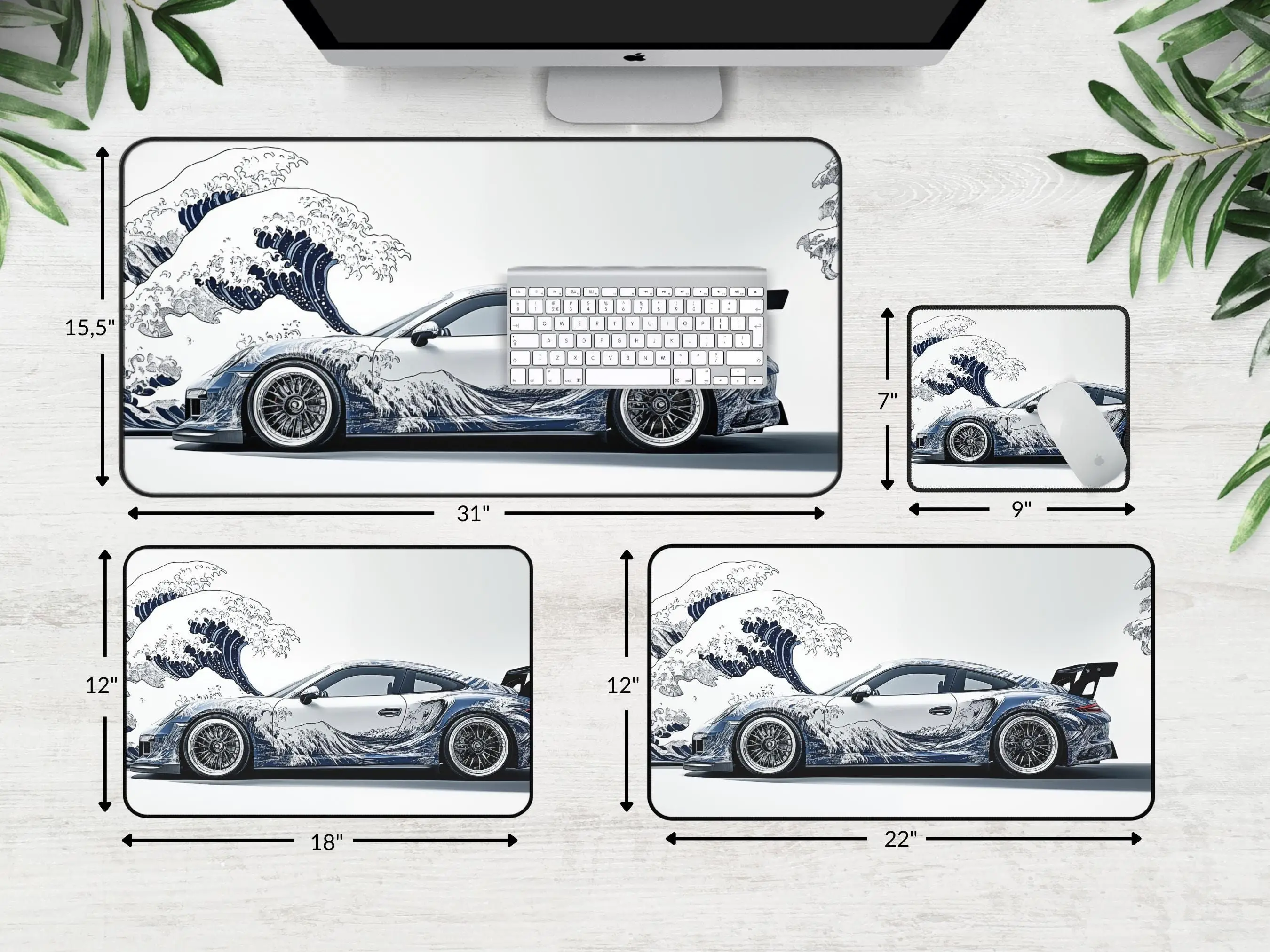 

Kawaii Ocean Wave Car Mouse Pad Gamer Cars White Mouse Pad Playmat Mousepads Racing Desk Mat HD Gaming Mouse Mats Lover Gift