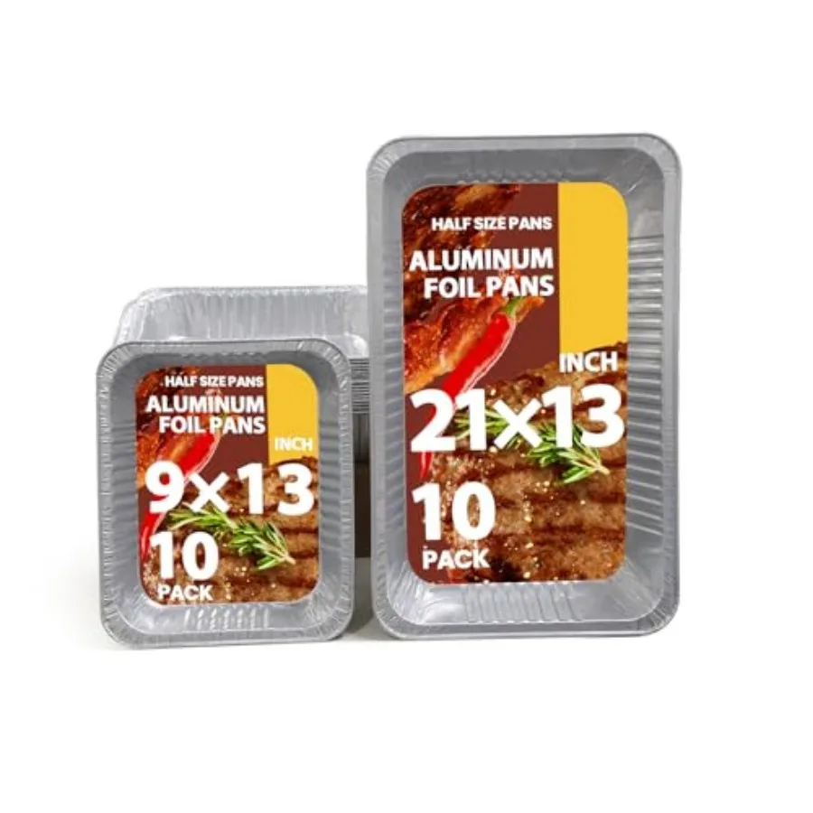 

Фольгированные формы для запекания, 20 шт. (9x13 дюймов), 10 шт. (21x13 дюймов), 10 шт. одноразовые контейнеры для еды полного размера и малых, для жарки и ресторанов