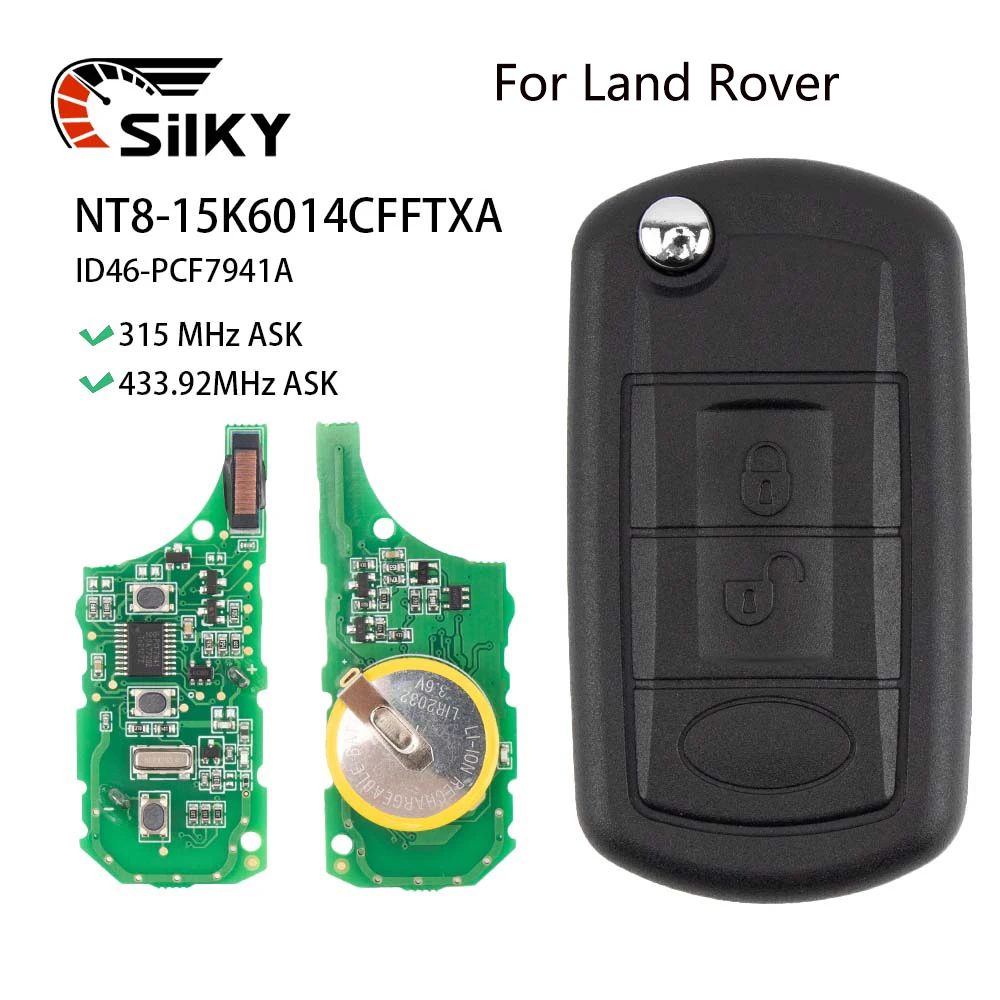 SilKY 15Mhz /433MHz ID46 PCF7941 Flip Remote Control Car Key Fob For Range Rover Sport Land Rover Discovery 3