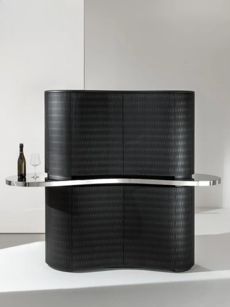 Italian light luxury high-end wine cabinet villa luxury home living room artistic sense creative curved dining side cabinet
