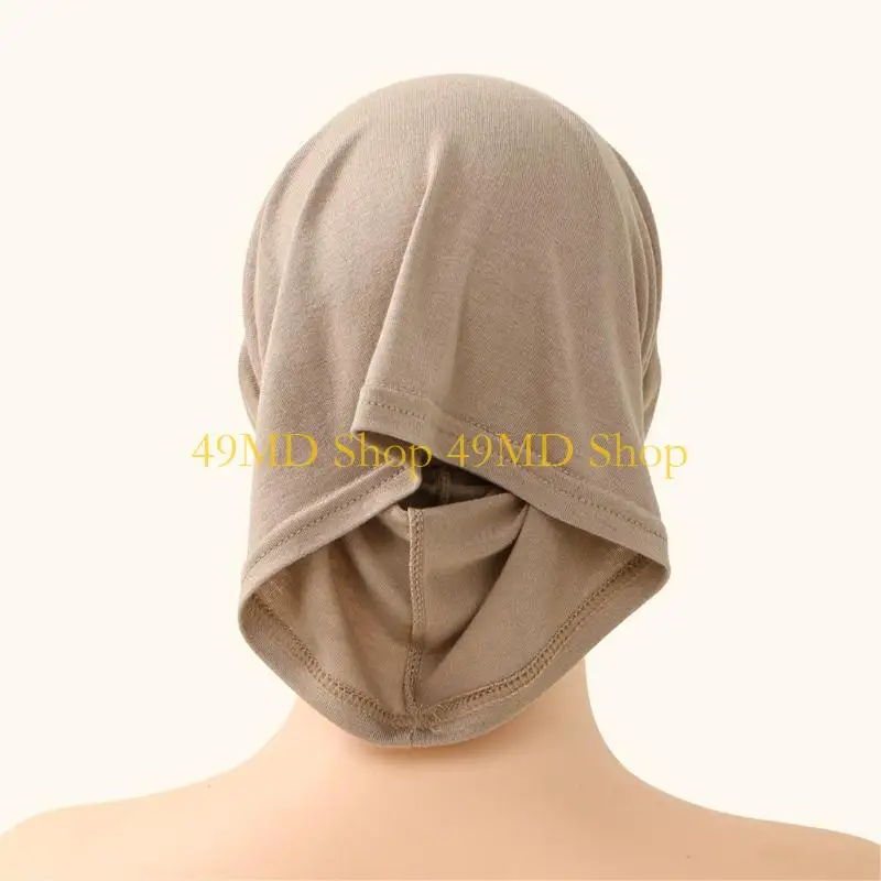 49MD MultiPurpose Muslims Cap Lace Trim Comfortable Turban Hat for Women Everyday Wear