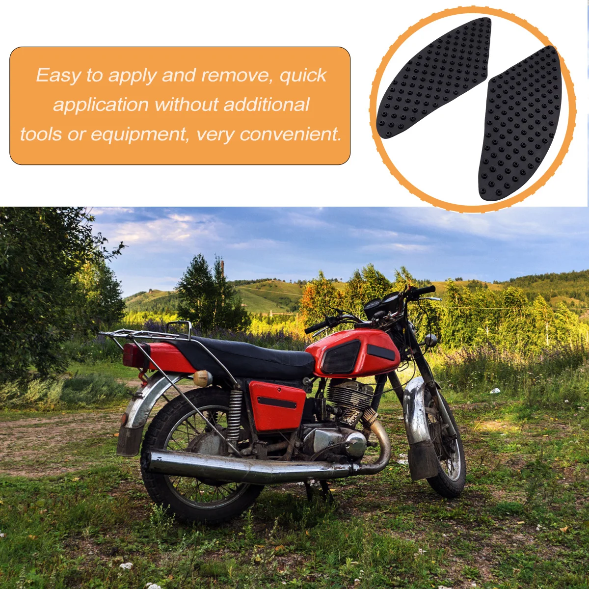 

Motorcycle Fuel Tank Pads Anti skid Black Grips Thermally Insulated Protective Sticker Easy Application Universal Motorbike