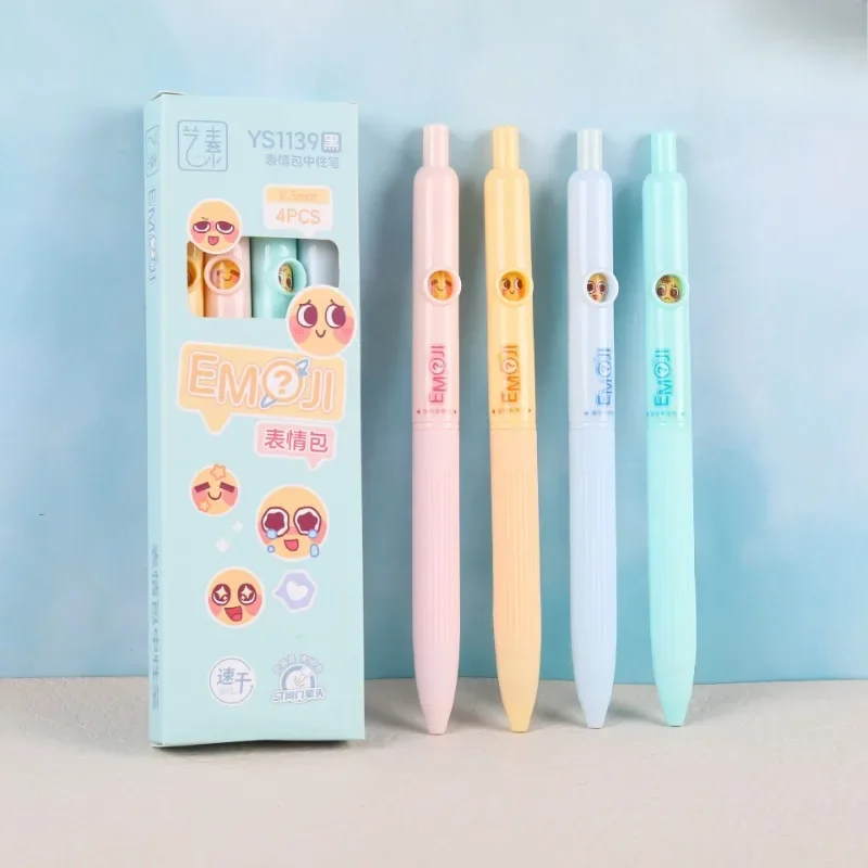 

4pcs Colorful Chocolate Gel Pens Set Carton Emotion 0.5mm Ballpoint Black Color Ink for Writing Office School