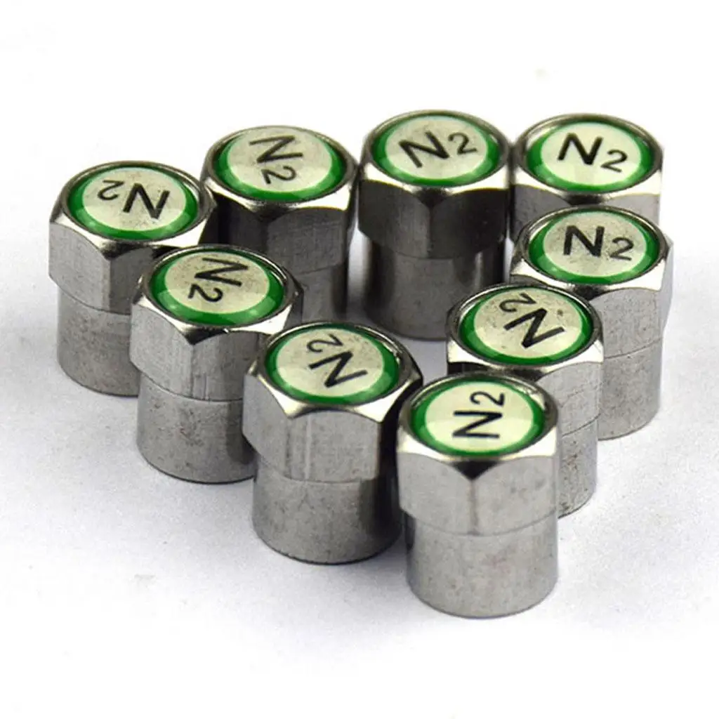 N2 Nitrogen Tire Valve Stem Caps Dustproof Waterproof Tire Valve Insert Cover for Most Cars Trucks Motorcycles Bikes