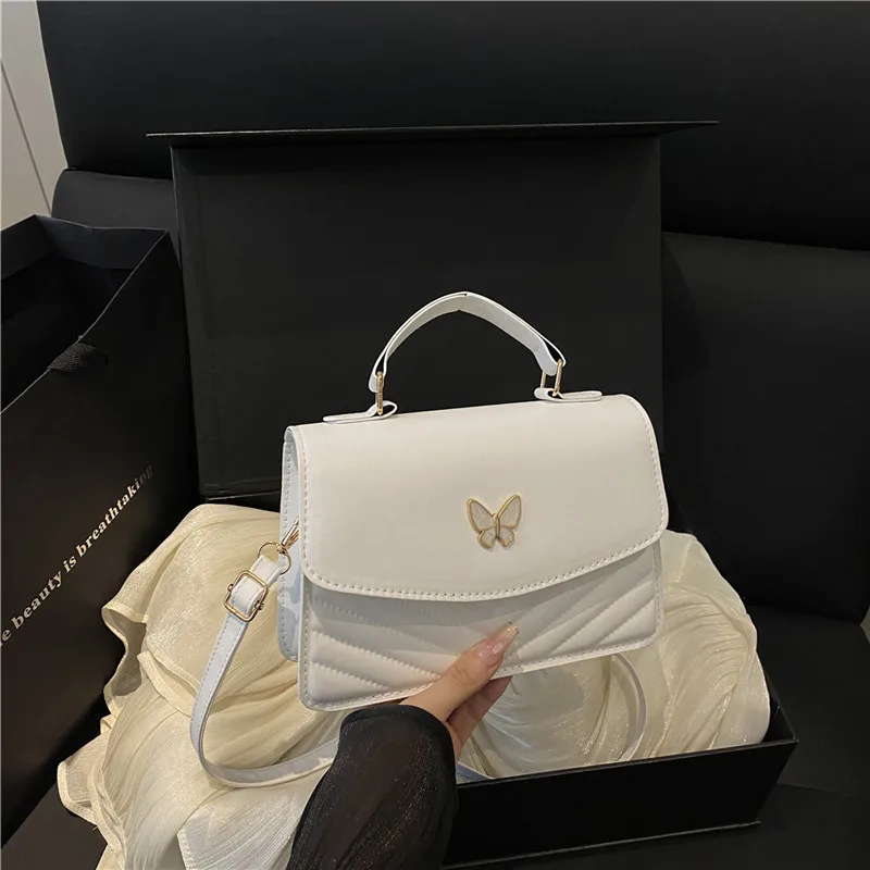 

2026 Retro Fashion Casual Textured Small Shoulder Bags Women New Trendy Butterfly Unique Crossbody Bag Square Bag