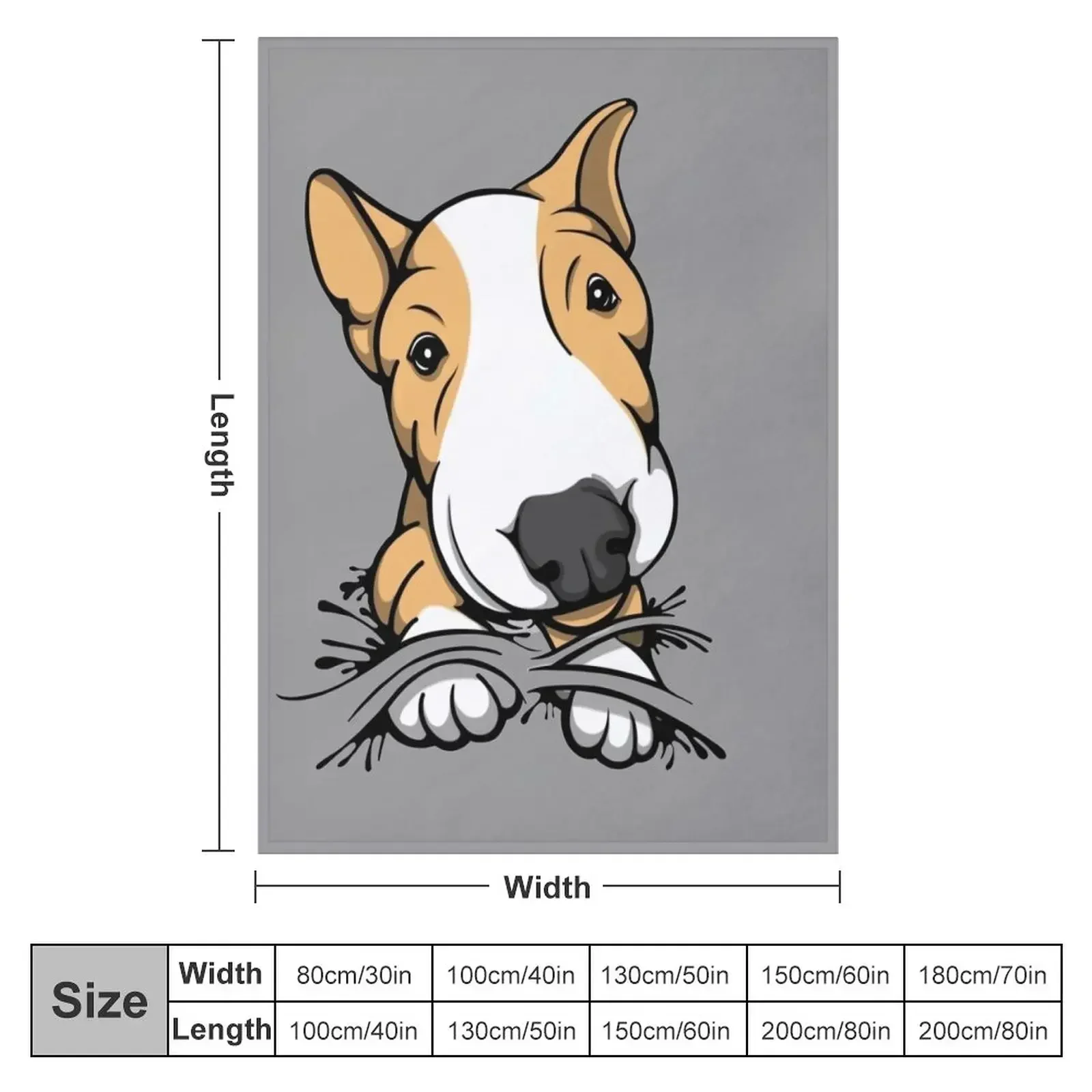 Cute Puppy Bull Terrier Tan and White Throw Blanket couch cozy soft plush fuzzy picnic outdoor blanket