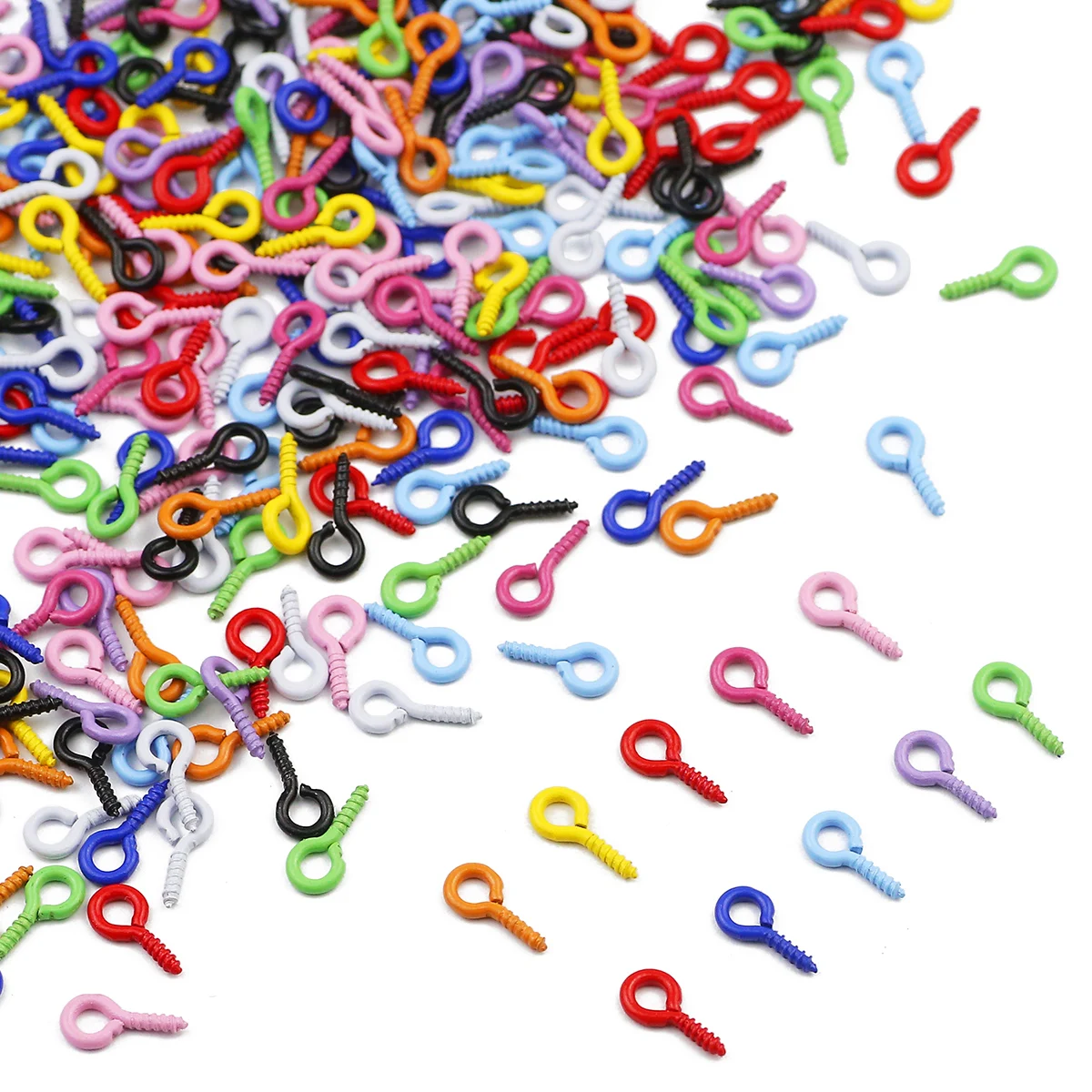 

100pcs 4x8 Colorful Screw Eyes Mini Eyelets Pins Clasps Zinc Alloy Baking Paint Jewelry Pendant Making Accessories DIY