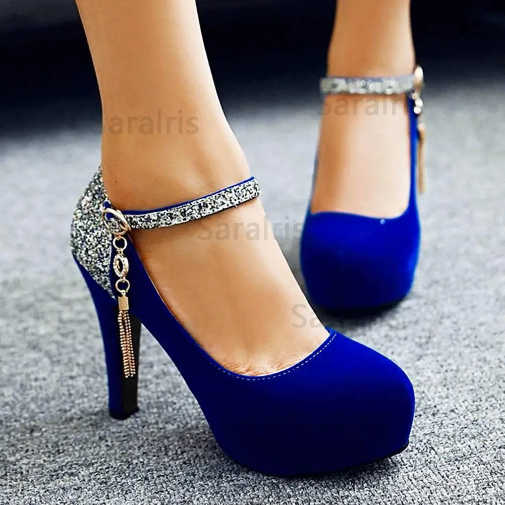 2022 Trendy Concise High Heeled Pumps Platform Comfort Big Size 43 Women Elegant Office Party Weeding Round Toe Mary Jane Shoes