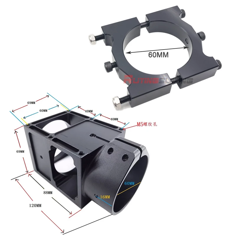 60mm Thickened Aluminum Alloy Tube Clamp for Heavy-Duty Agricultural Drones Fixed Seat Accessories