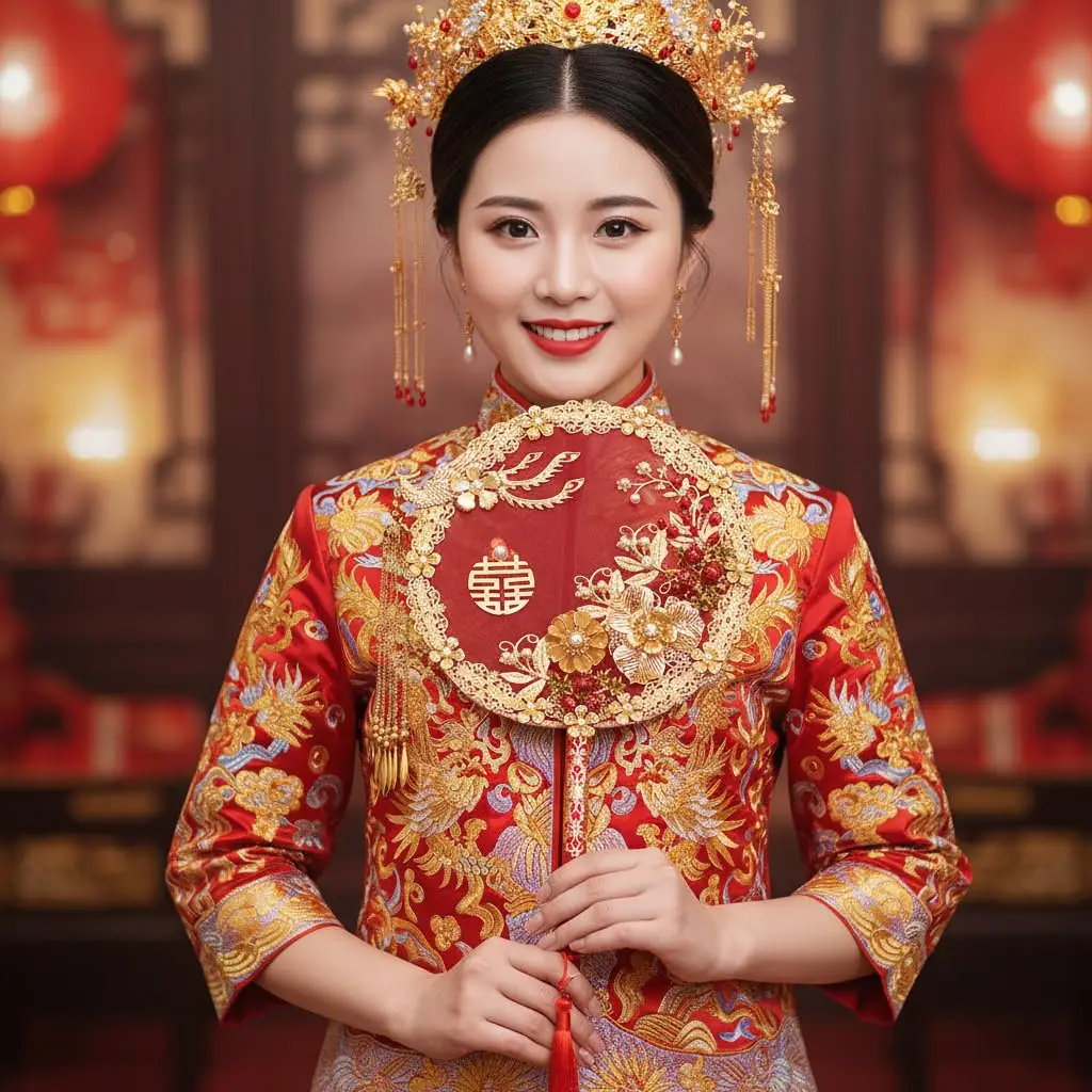 Leadigol Chinese Style Silk Folding Fan with Tassel Handle for Women Embroidered Floral Decorative Fan for Wedding Bridal Access