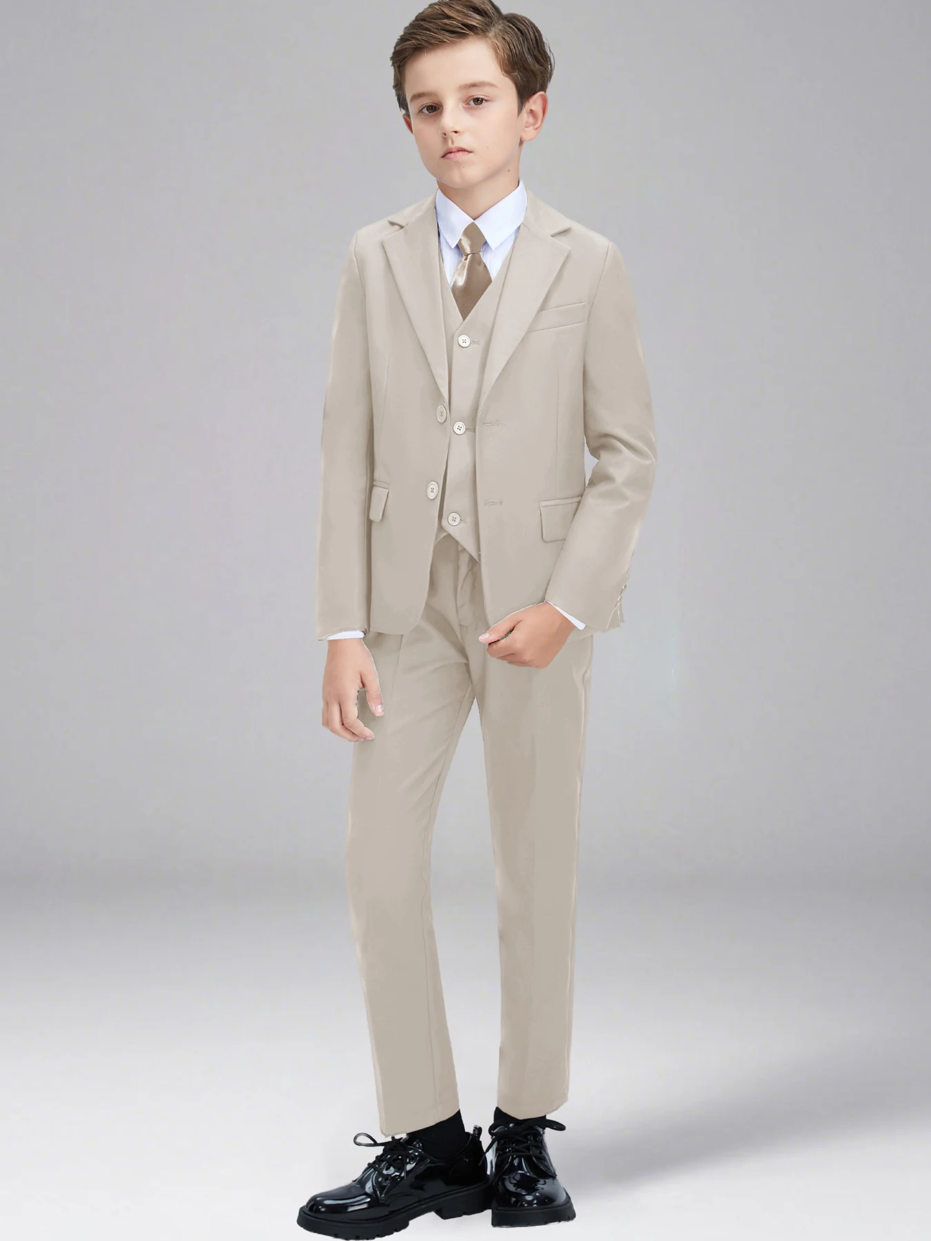 Boys Suit 4 Piece Jacket Pants Shirt Tie Bow Tie Random Wedding Birthday Party Gift Size 2-16Y Teens Suit Tuxedo