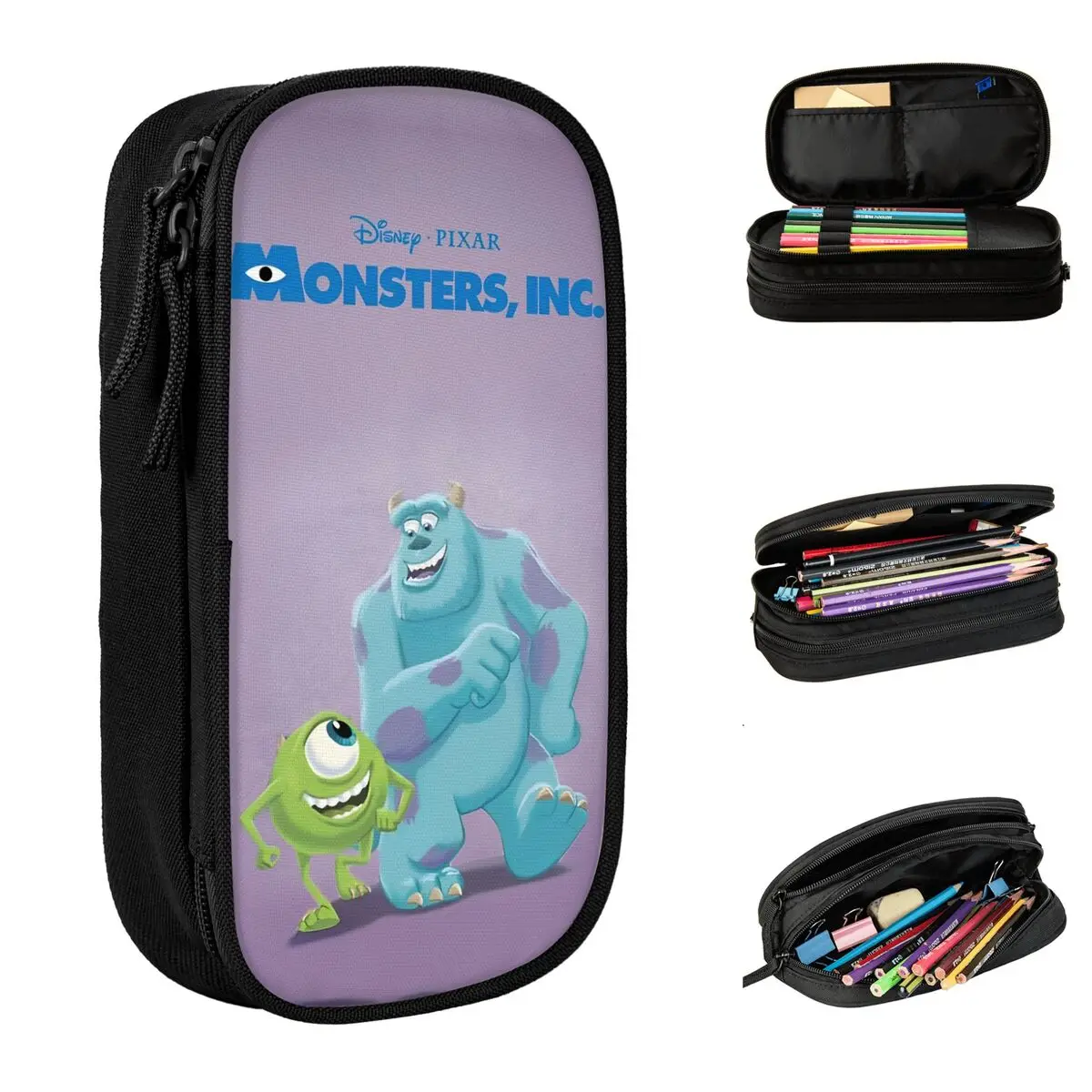 Monsters, Inc Cartoon Pencil Case Mike Wazowski James Sullivan Pencil Box Pen Holder Large Storage Pencil Bags School Supplies