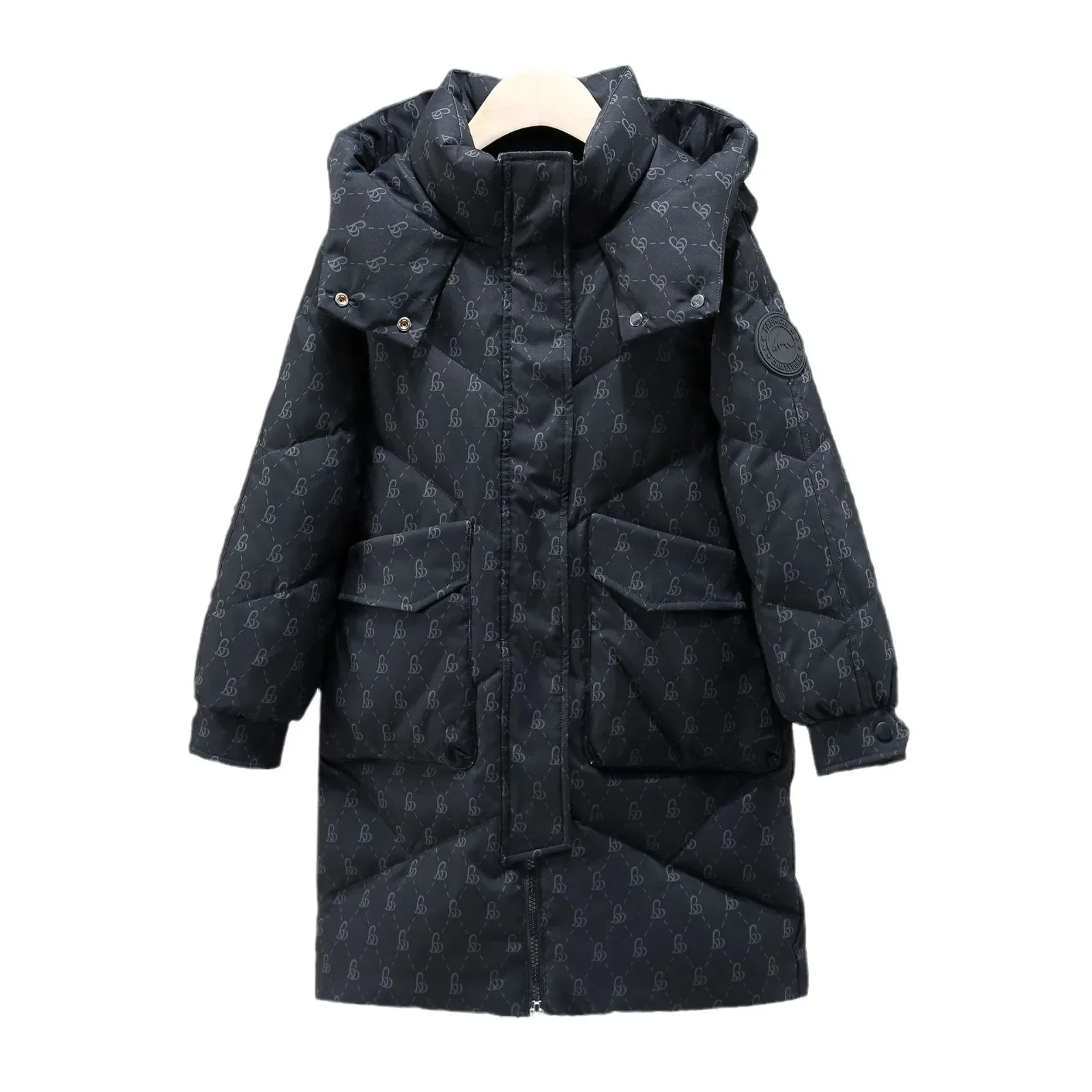 Children's down jacket Girls' medium length Korean version thickened CuHK Children's white duck down children's coat