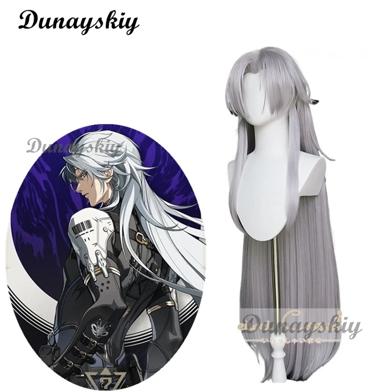 

Волнистые волосы Wuthering Calcharo, парик для косплея, фантомные охотничьи волосы, серые длинные волосы, для игр, термостойкие волосы, флуоресцентная сетка, бесплатная шапочка