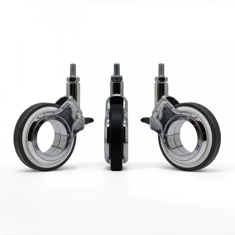 4 Pcs 3 Inch Premium Zinc Alloy TPU Caster Wheels Smooth Silent Floor Protection for Cabinets Trolleys And Furniture