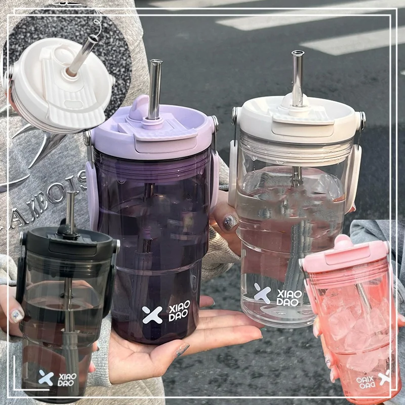 

900ML Simplicity Large Capacity Plastic Water Cup Portable Beverage Bottle Outdoor Fitness Sports Straw Cup Gift
