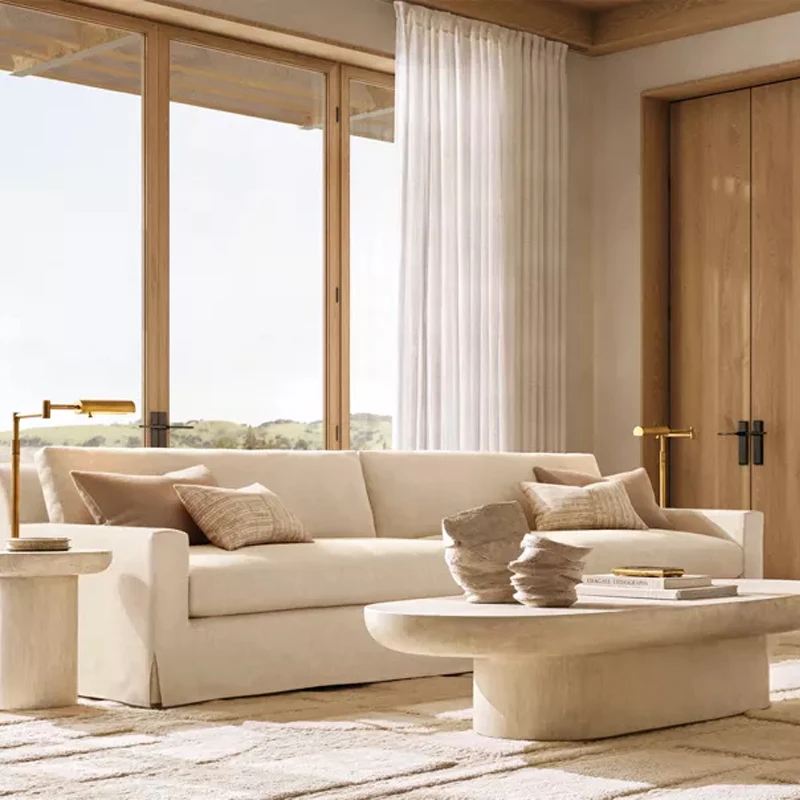 Sofá de sala de estar, sofá moderno de tela de lino, modular cómodo de lujo