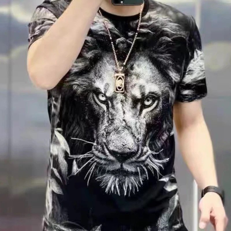 2024 Summer 3D Animal Printed T-shirt for Men Fashion Short Sleeve Casual Social T-shirt Round Neck Streetwear Hip Hop Tee Tops