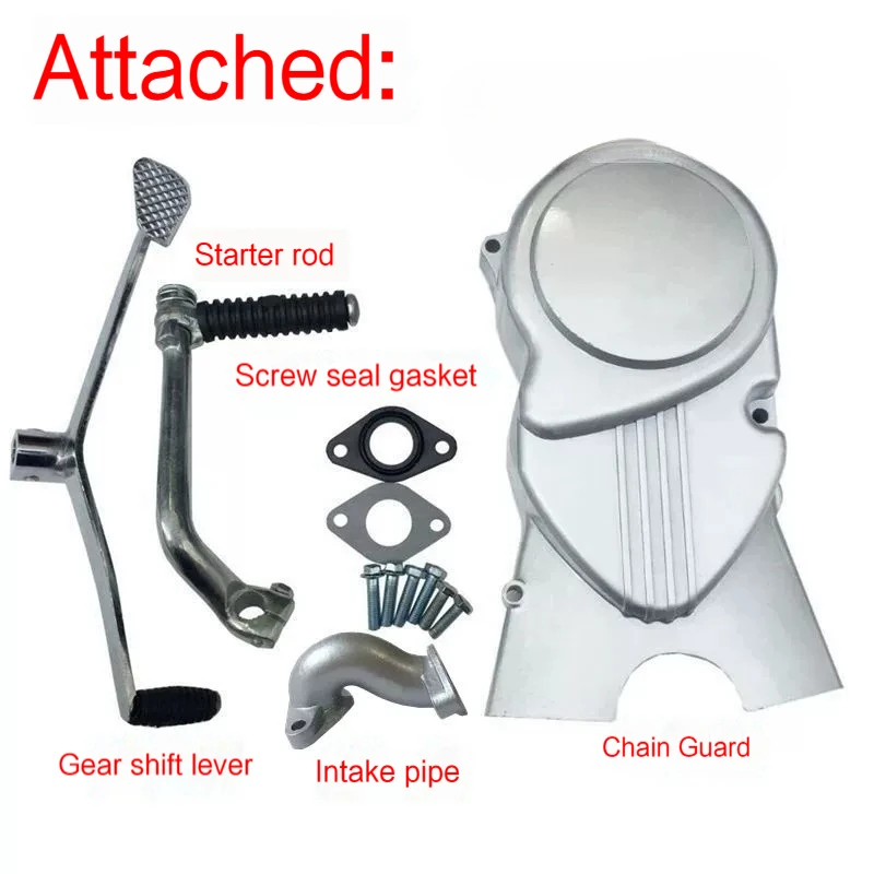 125CC 4-Stroke Engine Motor Kit Motorcycle Engine125CC Electric Foot-start Automatic Clutch Silver Motor Engine