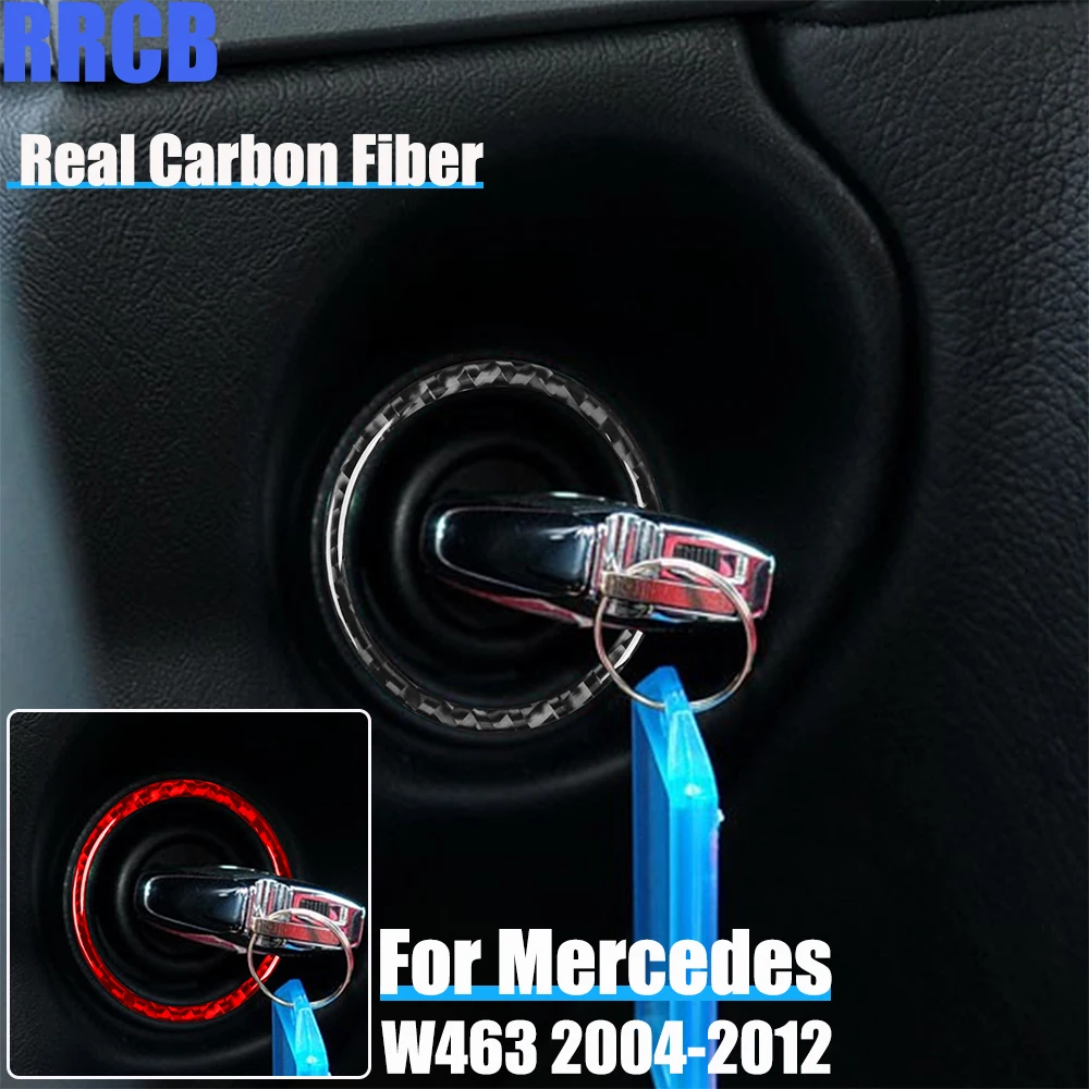 Real Carbon Fiber Car Accessories Key Hole Ring Soft Cover Sticker For Mercedes-Benz G Class W463 G500 G55 G63 G550 2004-2012