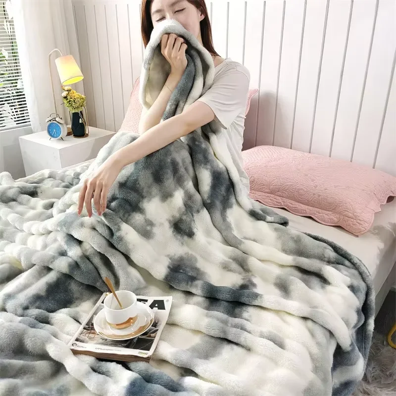 

Printed tie dye bubble velvet blanket color matching sofa blanket nap air conditioning blanket