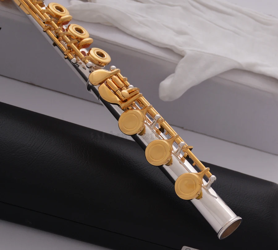high quality TOP Silver Gold Plated Flute C Tone B Foot 17 Open Hole Split E Offset G key