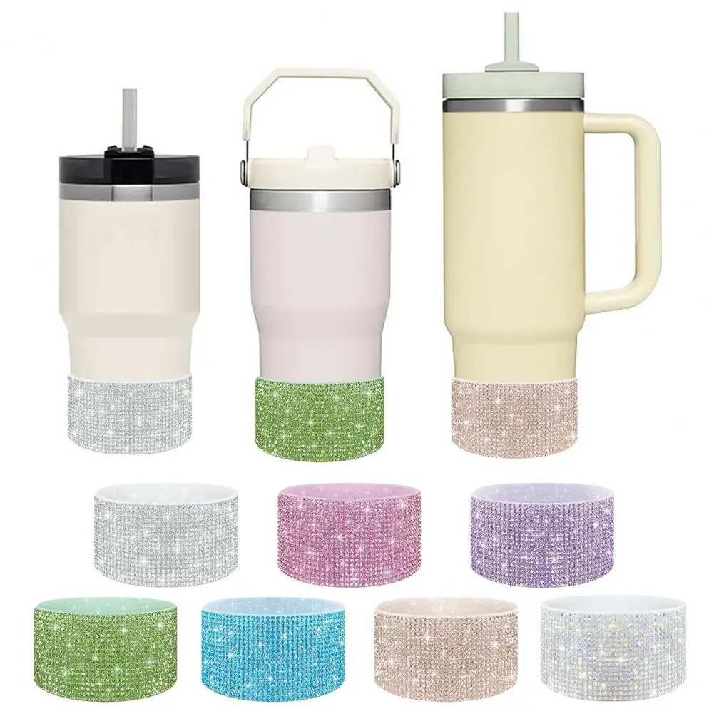 Silicone Bottom Boots Rhinestone Silicone Boot for 40oz Tumbler Glitter Anti-slip Cup Bottom Sleeve Sparkling Protective Cover