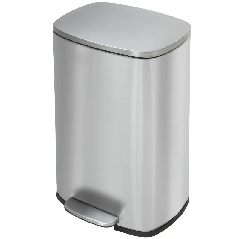

13 Gallon (50L) in Home Recycling Bin Kitchen Stainless Steel Recycling Bin with Lid Removable Inner Bucket Foot Ped