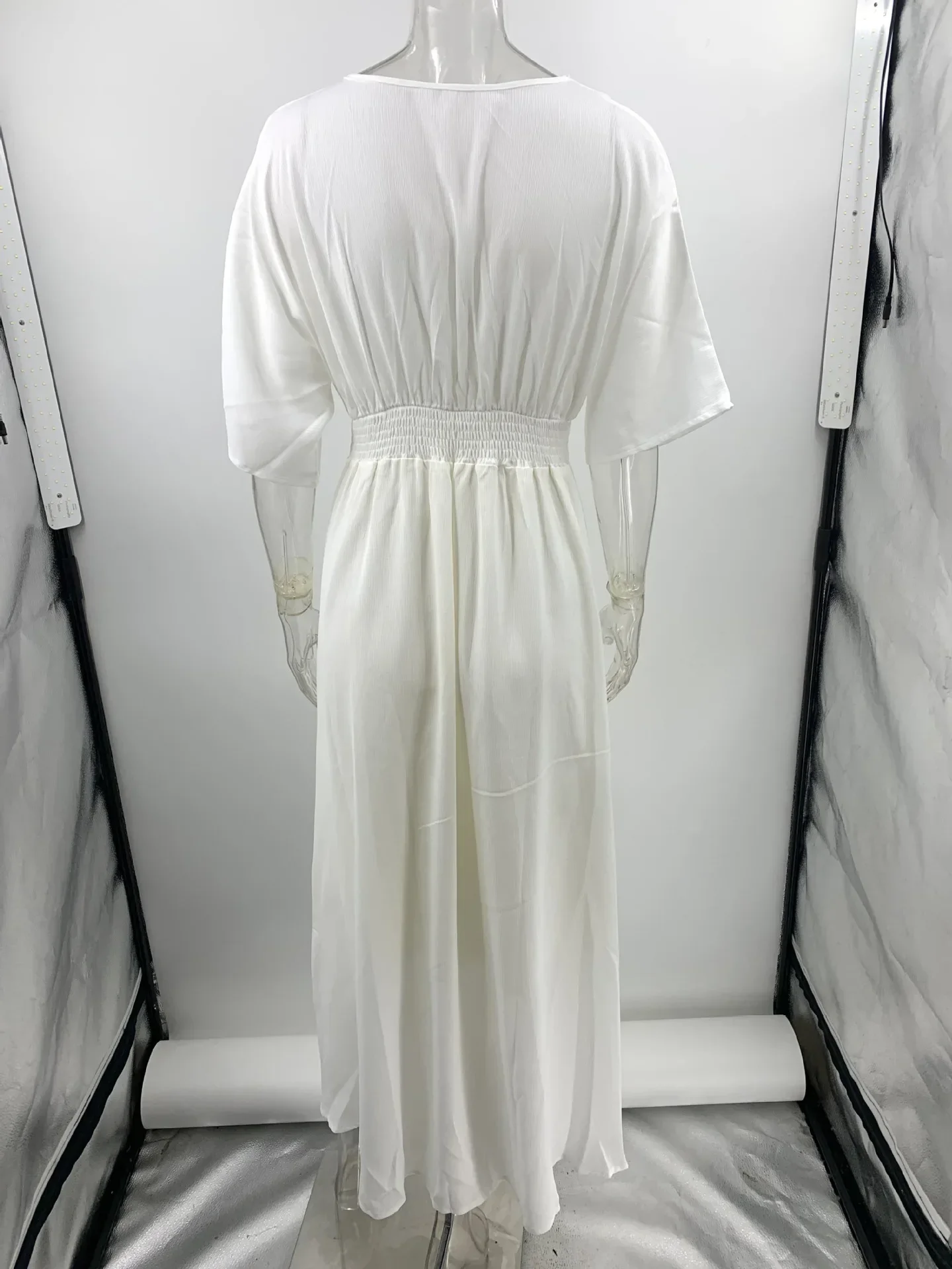 Robe longue en coton et lin pour femmes, col en v, simple boutonnage, élégante, sexy, vêtements décontractés, été 2024