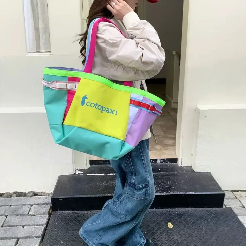 

new large colored handbag 30L single shoulder pocket alpaca dopamine handbag outdoor travel bag