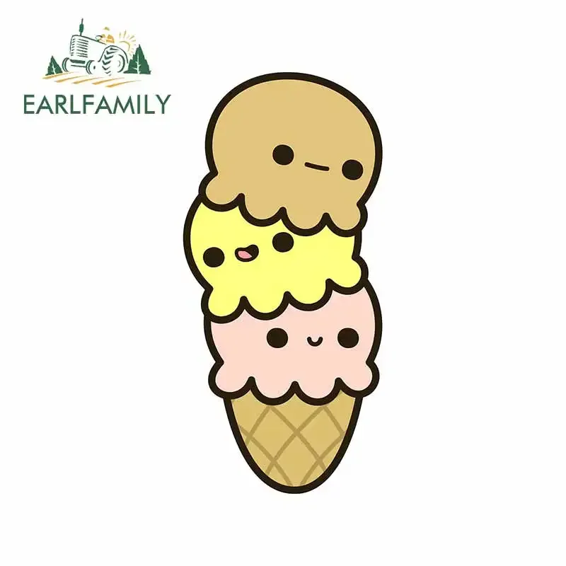 

EARLFAMILY 13cm x 6.4cm for Cute Ice Cream Trunk Personality Cartoon Car Stickers Occlusion Scratch Decal Windshield RV Graphics