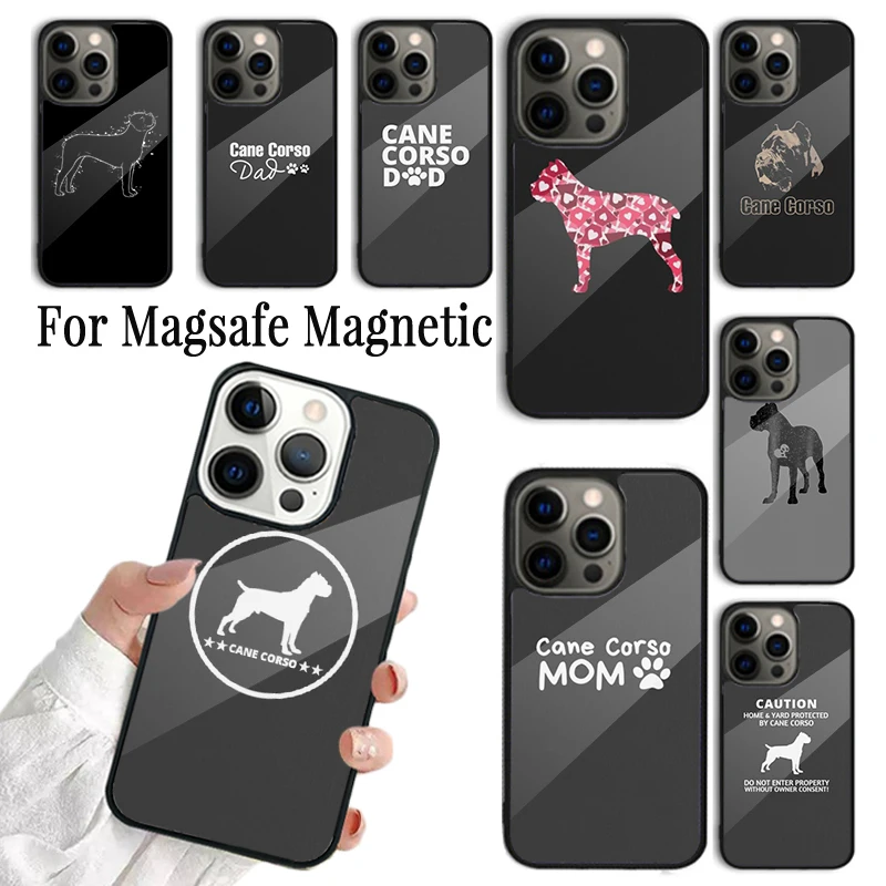 Funda para Teléfono con Diseño de Anime del Mastín Italiano Cane Corso para iPhone 17, AIR 16, 15, 14, 13, 12, 11 Pro Max Plus, Magnética Inalámbrica Magsafe